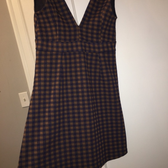 Navy & Tan gingham overall dress - Picture 5 of 5